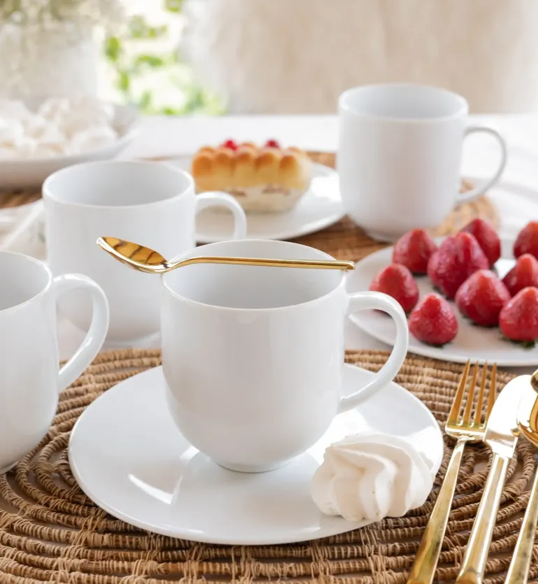 LUBIANA VANILLA Serwis obiadowo - kawowy 79 el dla 12 osób | biała porcelana