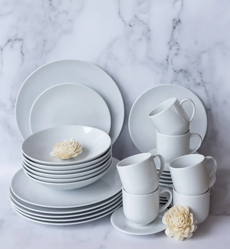 LUBIANA VANILLA Serwis obiadowo - kawowy 79 el dla 12 osób | biała porcelana