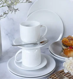 LUBIANA VANILLA Serwis obiadowo - kawowy 158 el dla 24 osób | biała porcelana
