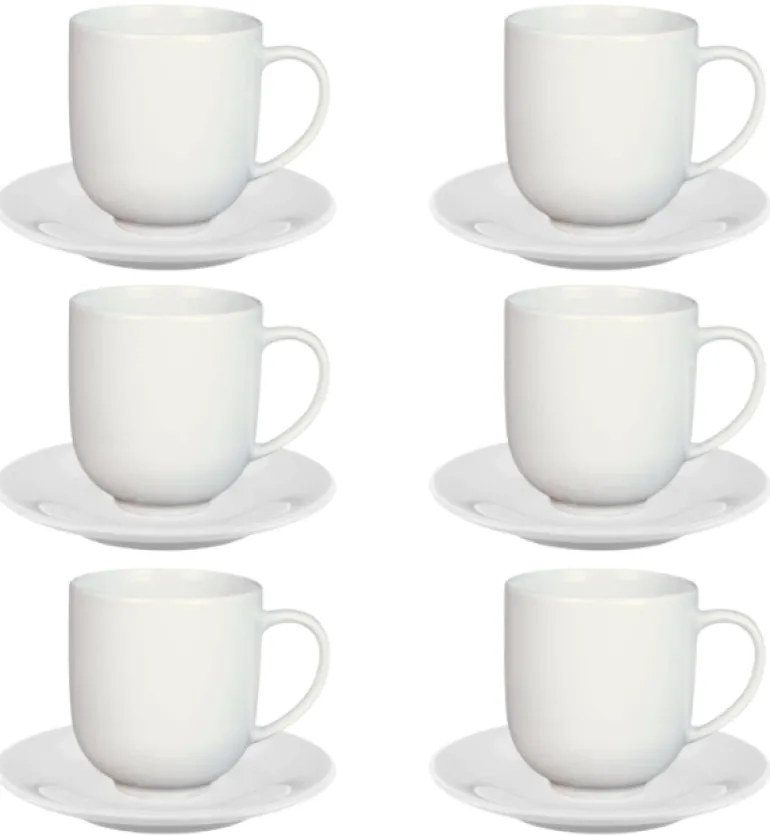 LUBIANA VANILLA 6x Filiżanka 250 ml + spodek 14 cm | biały | porcelana luzem
