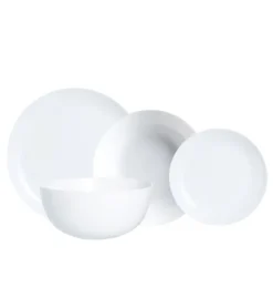 LUMINARC DIWALI WHITE Serwis obiadowy 38 el dla 12 osób | szkło hartowane | V0361