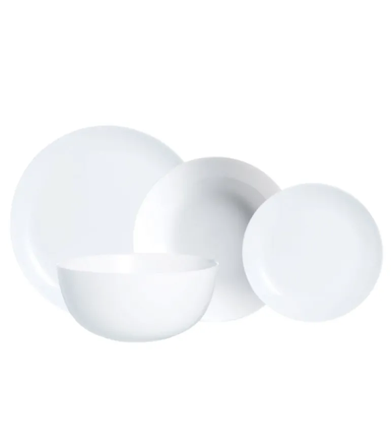 LUMINARC DIWALI WHITE Serwis obiadowy 19 el dla 6 osób | szkło hartowane | V0361