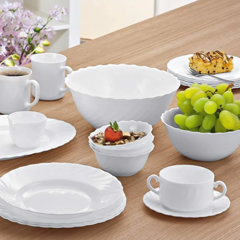 LUMINARC TRIANON Bulionówka 300 ml | 10 cm / biała / szkło hartowane
