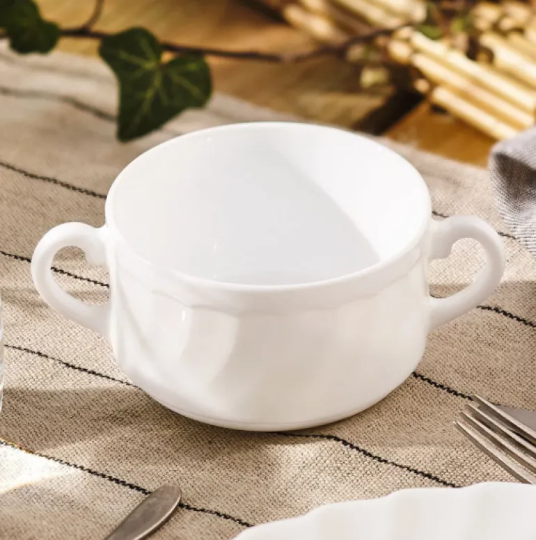 LUMINARC TRIANON Bulionówka 300 ml | 10 cm / biała / szkło hartowane
