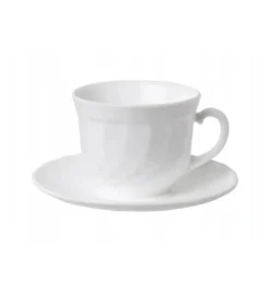 LUMINARC TRIANON Komplet 12 filiżanek 220 ml ze spodkami 14 cm| biały | szkło hartowane