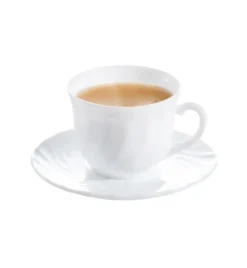 LUMINARC TRIANON Komplet 12 filiżanek 220 ml ze spodkami 14 cm| biały | szkło hartowane