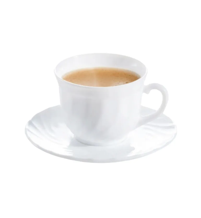 LUMINARC TRIANON Komplet 12 filiżanek 220 ml ze spodkami 14 cm| biały | szkło hartowane