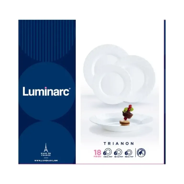 LUMINARC TRIANON Komplet obiadowy 18 el dla 6 os / Szkło hartowane