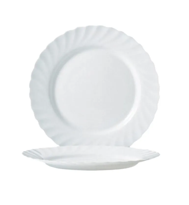 LUMINARC TRIANON WHITE Talerz obiadowy 27 cm - 12 SZT. | biały | szkło hartowane | 68977/V8353