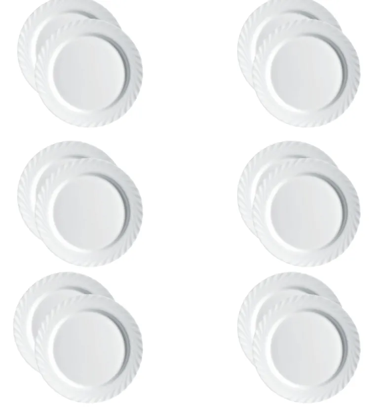 LUMINARC TRIANON WHITE Talerz obiadowy 27 cm - 12 SZT. | biały | szkło hartowane | 68977/V8353