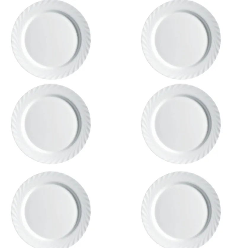LUMINARC TRIANON WHITE Talerz obiadowy 27 cm - 6 SZT. | biały | szkło hartowane | 68977/V8353