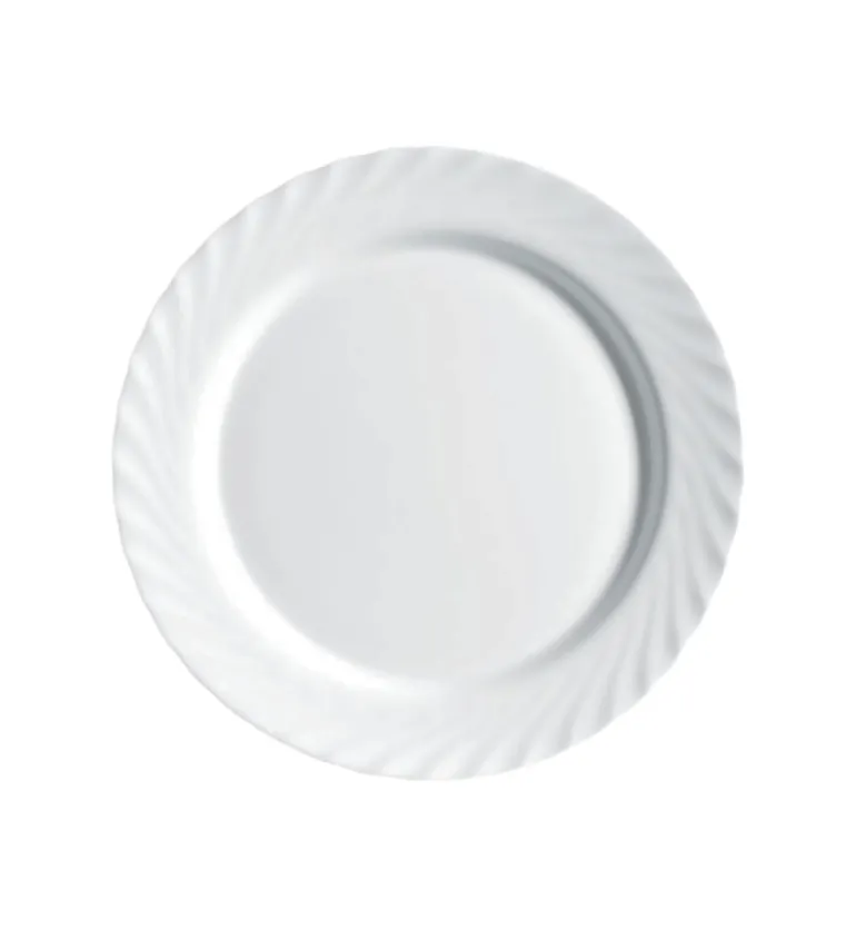 LUMINARC TRIANON WHITE Talerz obiadowy 27 cm - 6 SZT. | biały | szkło hartowane | 68977/V8353