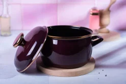 METALAC | BORDEAUX Garnek emaliowany z emaliowaną pokrywką, 16 cm 2.2L, bordowy