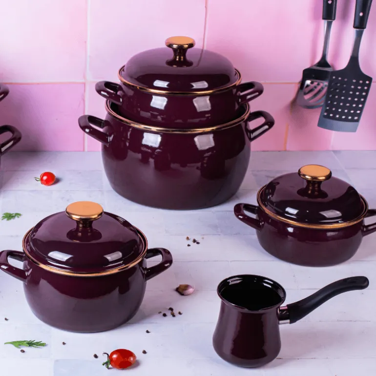 METALAC | BORDEAUX Garnek emaliowany z emaliowaną pokrywką, 20 cm 4.2L, bordowy