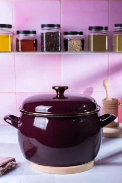 METALAC | BORDEAUX Garnek emaliowany z emaliowaną pokrywką, 20 cm 4.2L, bordowy