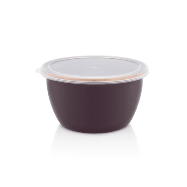 METALAC | BORDEAUX Pojemnik emaliowany z plastikową pokrywką 16 cm 1.7 L, bordowy