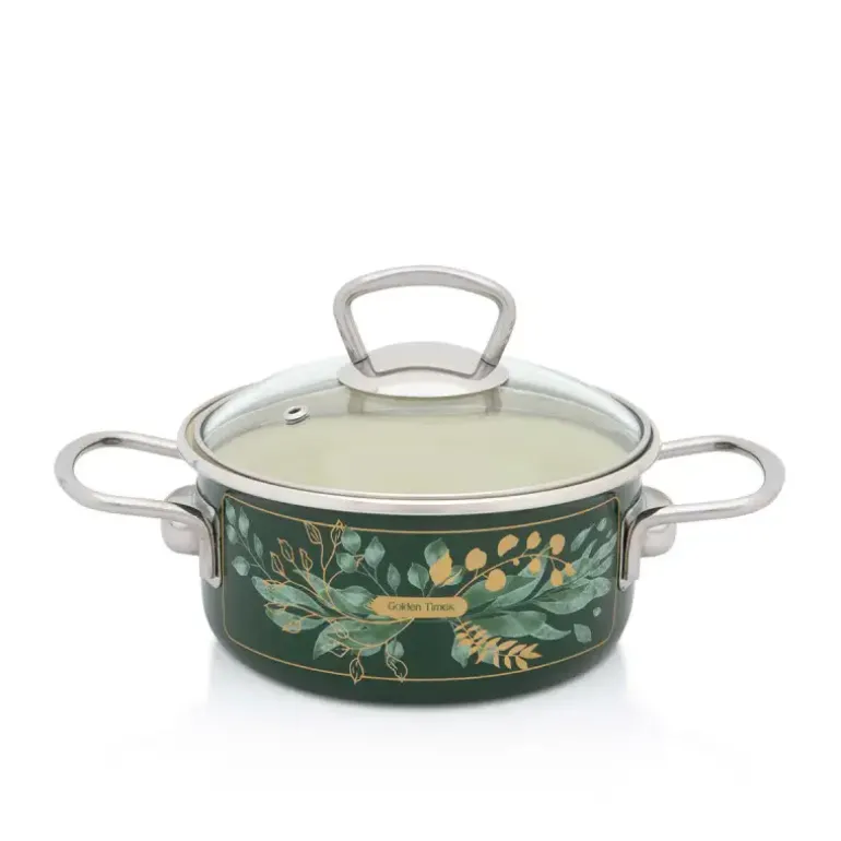 METALAC GOLDEN TIMES Garnek niski 1,5 z pokrywką 16 cm / emalia