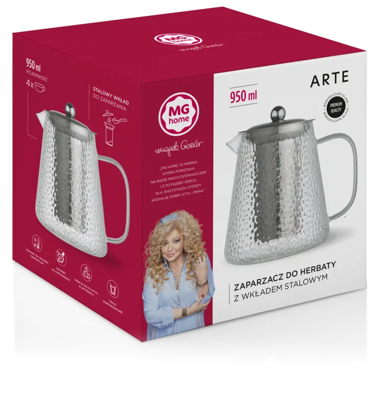 MG HOME ARTE ZAPARZACZ DO HERBATY 950 ML STALOWY WKŁAD