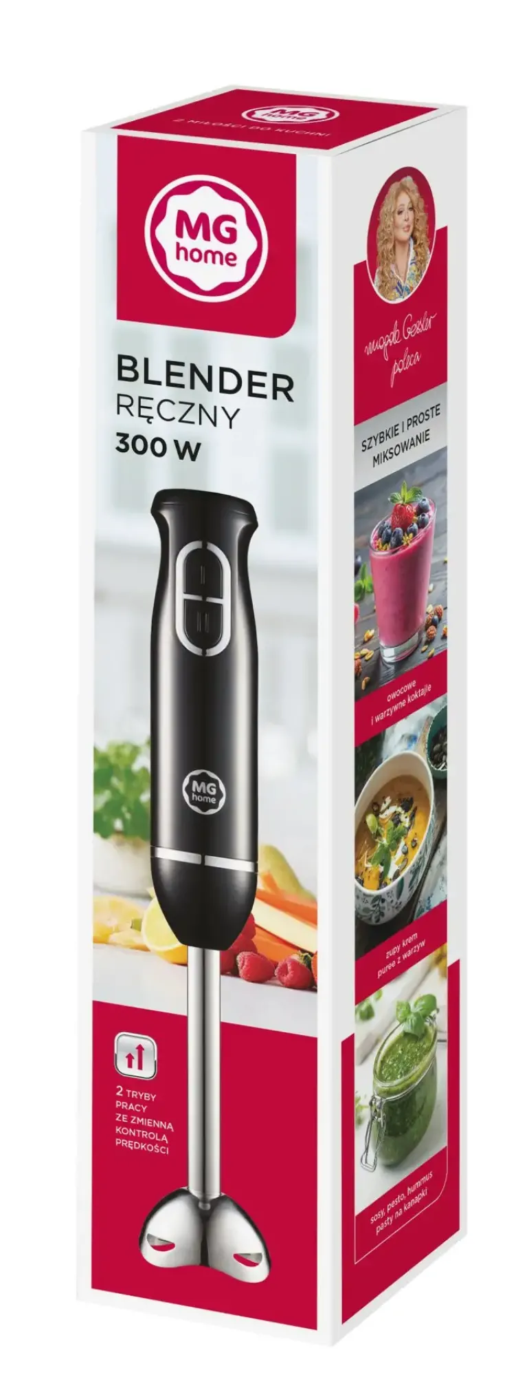 MG HOME Blender ręczny 300W / czarny / z trybem turbo