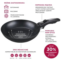 MG HOME CLEVER KITCHEN ZESTAW 3 PATELNI 20/24/28 CM Z ODPINANĄ RĄCZKĄ