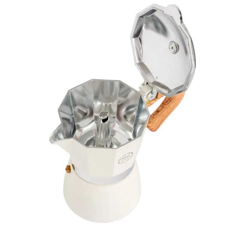 MG HOME | CREMA Kawiarka aluminiowa 300 ml / 6 filiżanek | BIAŁA