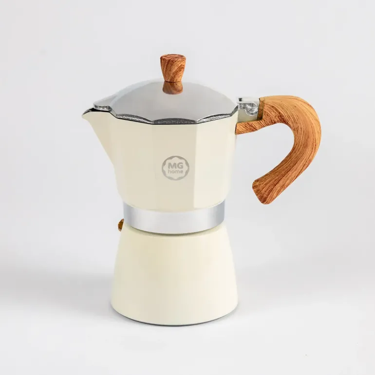 MG HOME | CREMA Kawiarka aluminiowa 300 ml / 6 filiżanek | BIAŁA