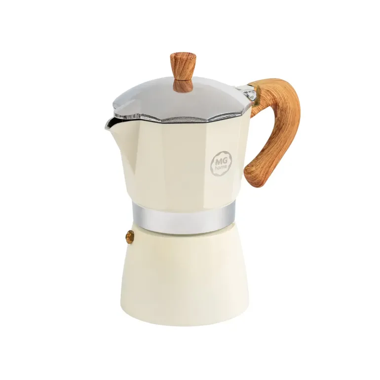 MG HOME | CREMA Kawiarka aluminiowa 300 ml / 6 filiżanek | BIAŁA