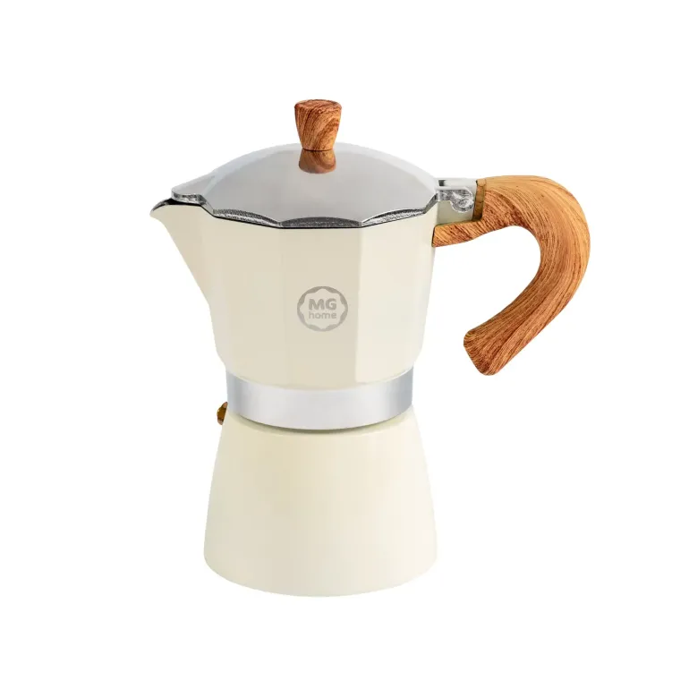 MG HOME | CREMA Kawiarka aluminiowa 300 ml / 6 filiżanek | BIAŁA