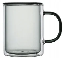 MG HOME | DECO | ZESTAW SZKLANEK DOUBLE WALL ZE SZKŁA BOROKRZEMOWEGO Z KOLOR. UCHEM 2x300ML - CZARNE