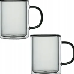 MG HOME | DECO | ZESTAW SZKLANEK DOUBLE WALL ZE SZKŁA BOROKRZEMOWEGO Z KOLOR. UCHEM 2x300ML - CZARNE