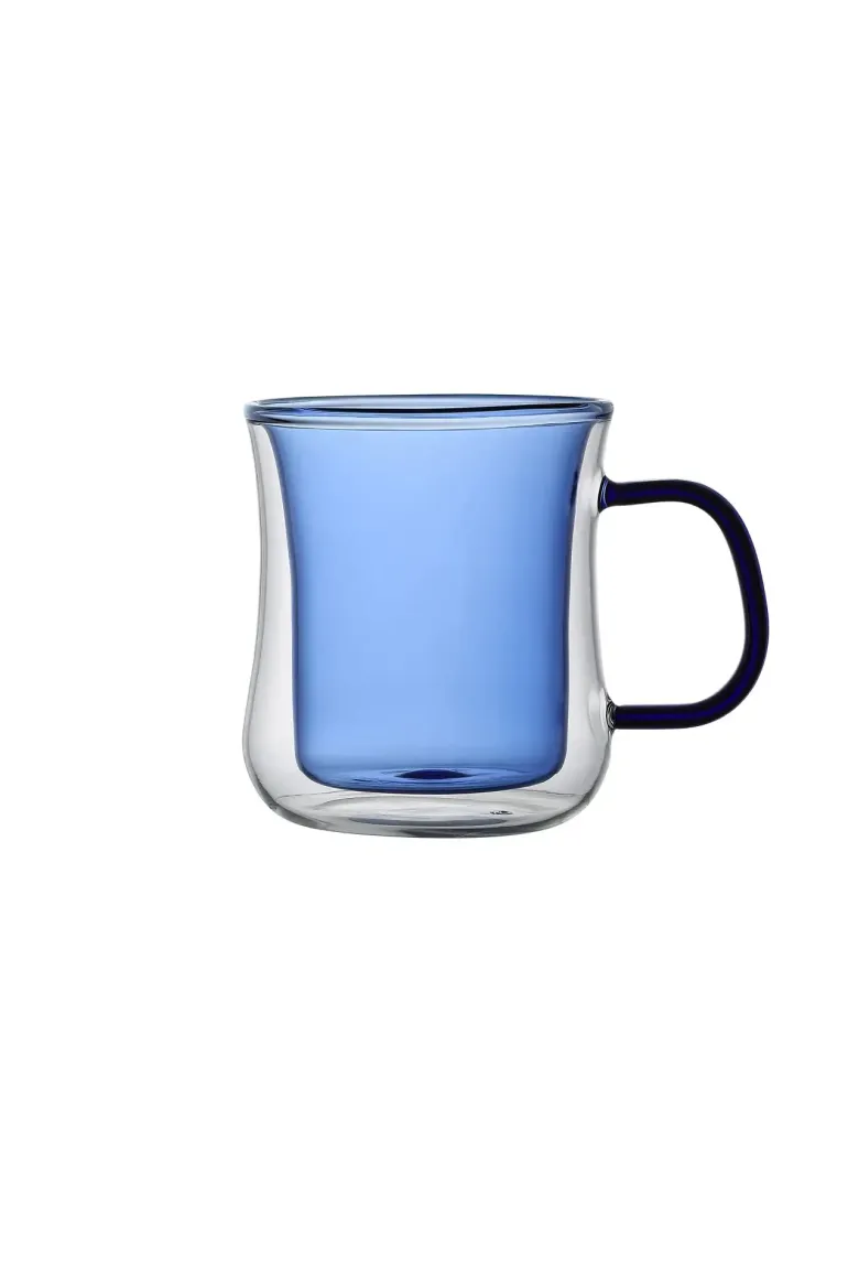 MG HOME DECO ZESTAW SZKLANEK KOLOROWYCH DOUBLE WALL Z KOLOROWYM UCHEM 2x300ML (NIEBIESKIE)