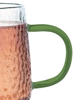 MG HOME | DECO Zestaw 4 szklanek żłobionych z uchem 350 ml / zielone