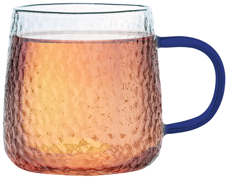 MG HOME | DECO Zestaw 4 szklanek żłobionych z uchem 350 ml / niebieskie
