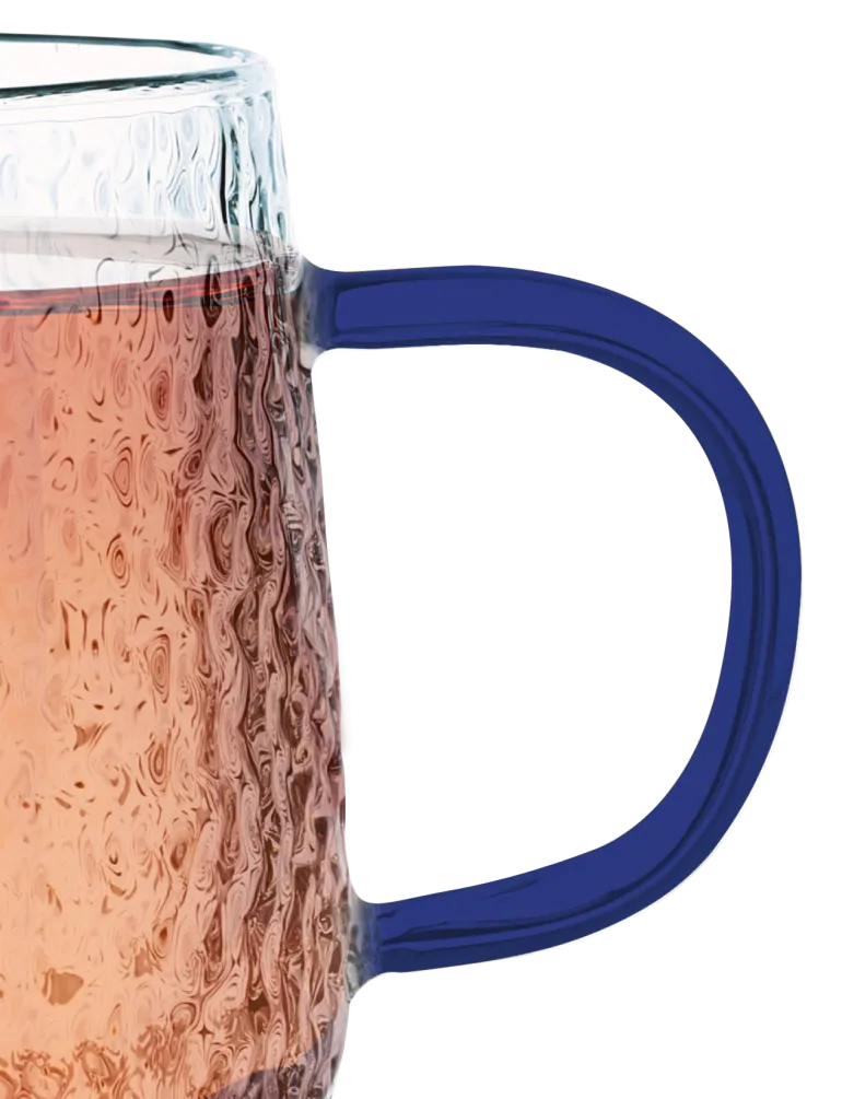 MG HOME | DECO Zestaw 4 szklanek żłobionych z uchem 350 ml / niebieskie