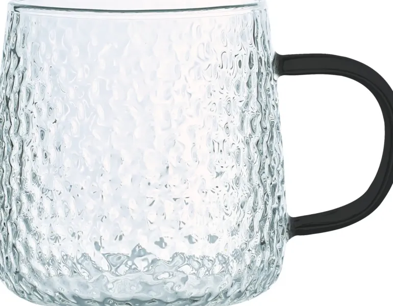 MG HOME | DECO Zestaw 4 szklanek termicznych z uchem 350 ml / czarne
