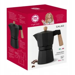 MG HOME | GALAO Kawiarka aluminiowa / czarna 300 ml / 6 filiżanek