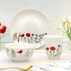 MG HOME | KWIATY ZESTAW SERWIS OBIADOWO KAWOWY Z PORCELANY 30 EL MIX