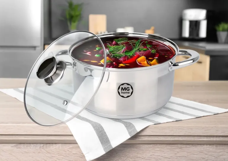 MG HOME | MODERNO KOMPLET GARNKÓW ZE STALI SZCZOTKOWANEJ 6 EL.