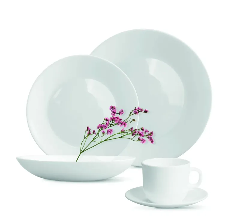 MG HOME OPAL ABRIA KOMPLET SERWIS OBIADOWY + FILIŻANKI 30 EL 6 OS BIAŁY