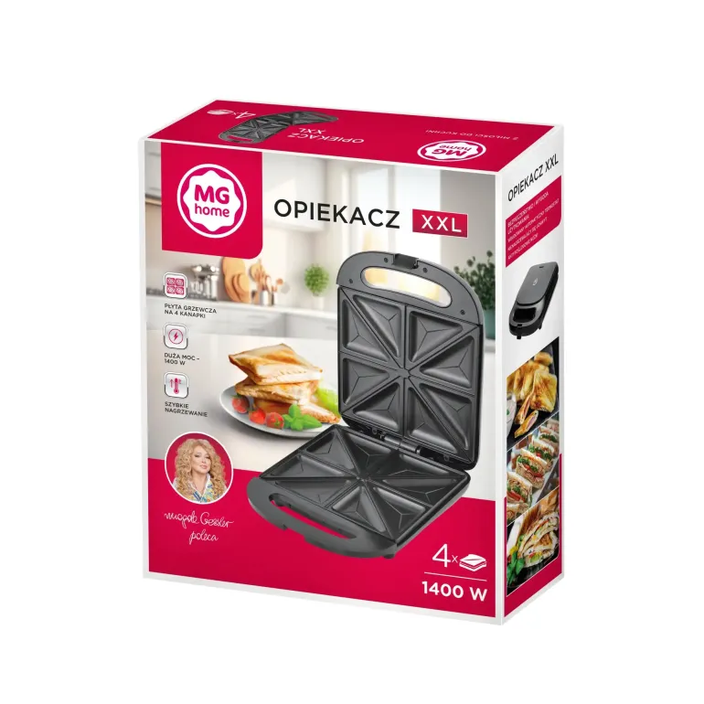 MG HOME Opiekacz XXL na 4 kanapki / tosty
