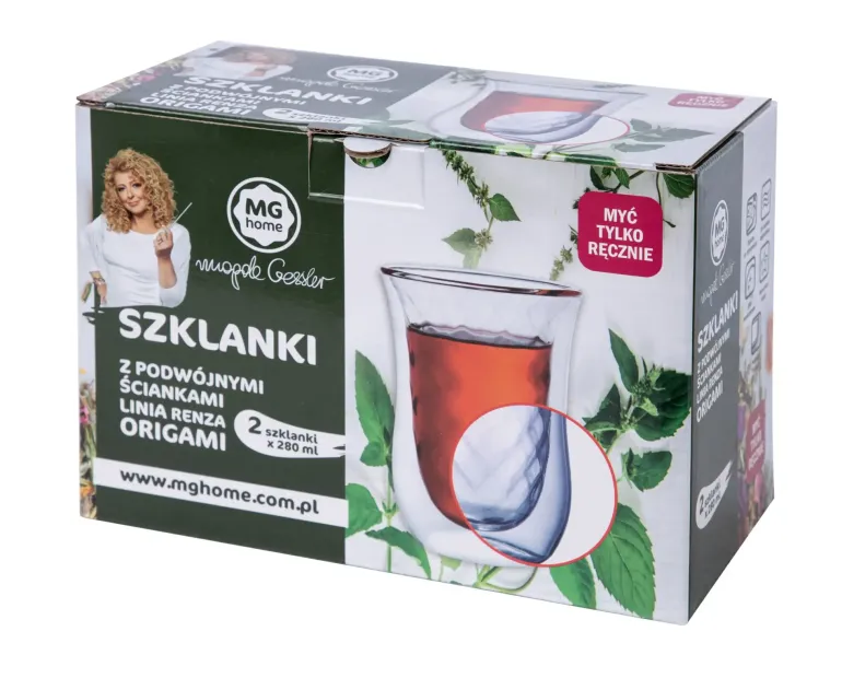 MG HOME Renza Origami Zestaw Szklanek 2x280 ml / borokrzemowe