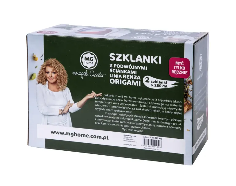 MG HOME Renza Origami Zestaw Szklanek 2x280 ml / borokrzemowe