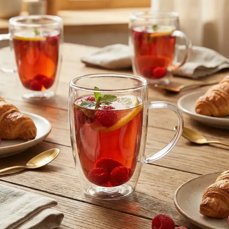 MG HOME RENZA Szklanka termiczna z uchem 350 ml / borokrzemowa
