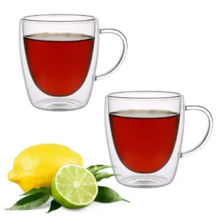 MG HOME | RENZA Zestaw 2 szklanek termicznych z uchem 300 ml / transparentne