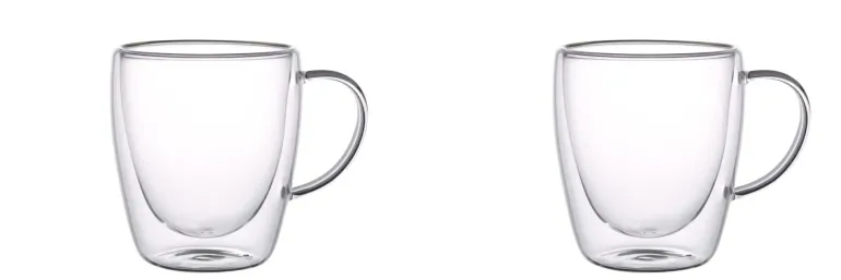 MG HOME | RENZA Zestaw 6 szklanek termicznych z uchem 300 ml / transparentne