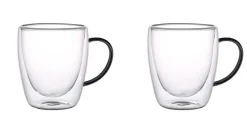 MG HOME | RENZA Zestaw 6 szklanek termicznych z uchem 300 ml / czarne