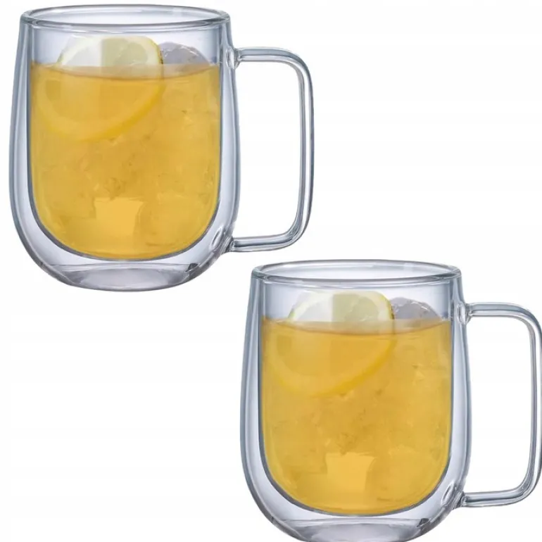 MG HOME | RENZA Zestaw 2 szklanek termicznych z uchem 250 ml / podwójne ścianki