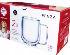 MG HOME | RENZA Zestaw 2 szklanek termicznych z uchem 250 ml / podwójne ścianki