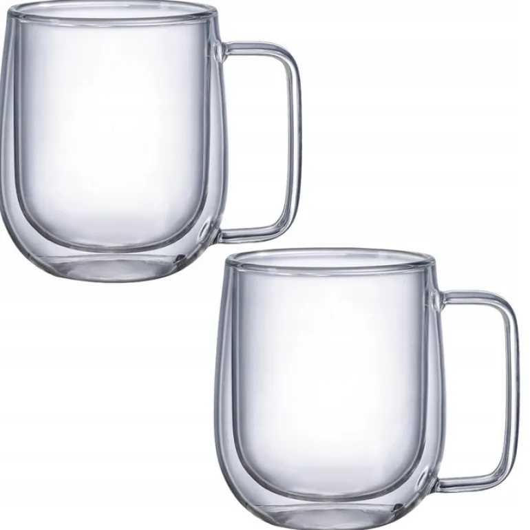 MG HOME | RENZA Zestaw 2 szklanek termicznych z uchem 250 ml / podwójne ścianki