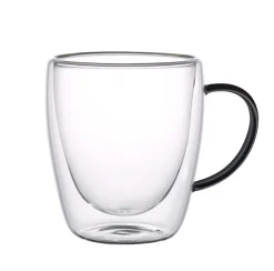 MG HOME | RENZA Zestaw 2 szklanek termicznych z uchem 300 ml / czarne